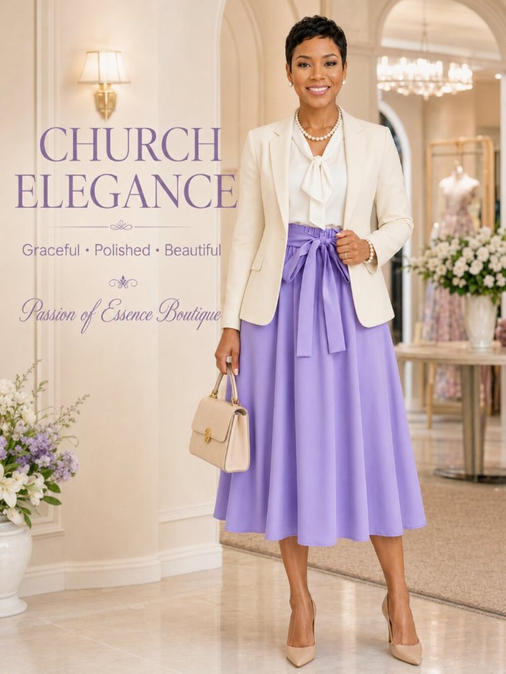 Lavender High Waist Maxi Skirt with Tie Belt – Flowy A-Line Silhouette